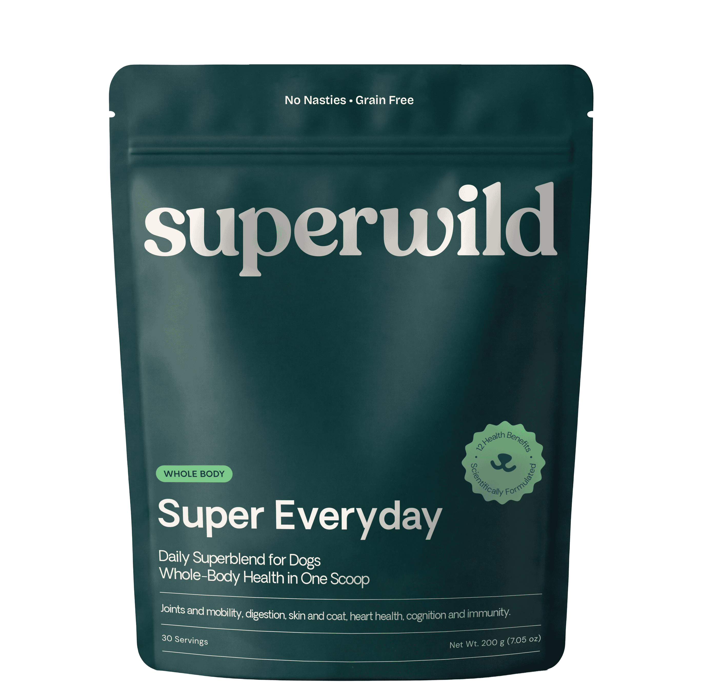 Superwild Super Everyday supplement jar — all-in-one powder blend